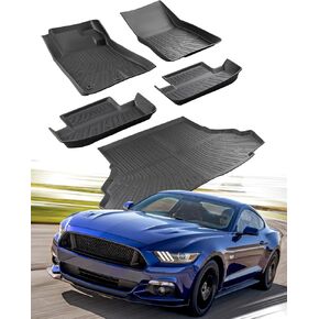 Carxion® for Ford Mustang Floor Mats & Cargo Liner (2015-2024 2025 ، 5pcs مجموعة كاملة ، وليس لـ Mach-E)