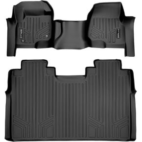 Smartliner Custom Fit Black 2 Row Row Row Liner مجموعة متوافقة مع 2017-2024 Ford F-250 | F-350 Super Crew Cab مع مقعد مقعد الصف الأول مع تغطية الحدبة والصف الثاني تحت تخزين المقعد
