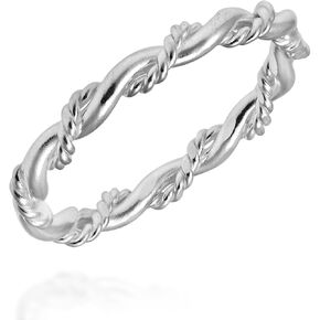 Aeravida BRAID BARD FARD .925 Sterling Silver Ring | حلقة فضية عصرية قابلة للتكديس للنساء | خاتم الراحة العصري للذكرى الهدية المجوهرات | الحجم (8)
