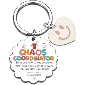 Chaos Coordinator Gifts For Women Men Thank You Gifts Keychain For Boss Lady Coworker Employee Assistant Manager Teacher Nurse Friend Cute Bosses Day Birthday Gift For Him Her