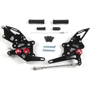 V2.0 Adjustable Rearsets for Kawasaki Ninja 250R EX250J SE 2008-2012, Black Aluminum, Rear, Sport Motorcycle