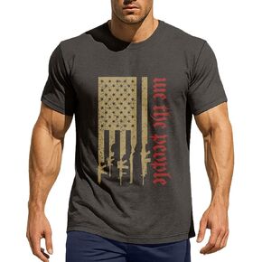 Flafens Men's 4th of July T-Shirts – Patriotic Independence Day Graphic T-Shirts for Parades, Fireworks, Family Gatherings