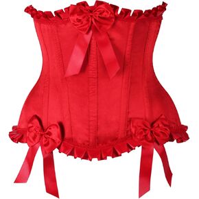 Daisy corsets Womens Top Drawer Red Steel Boned Burlesque Underbust Corset Waist Cincher