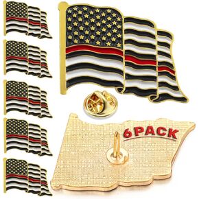 6/12/50/100 Pack-Thin Red Line American Flag Pins Bulk -1" Metal Patriotic Firefighting Lapel Pins Badge Souvenir For Hat Bag Travel Gifts Made in the USA