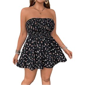 Floerns Women's Plus Rompers Floral Rompers STRAPERS STRAPERS TUBE SHOPSUT HAIDATION