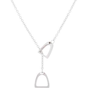 Dreuyet Horse Gift Jewelry for Women Stainless Steel Simple Double Horse Stirrup Lariat Y Necklace Horse Gift