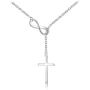 Cross Necklace for Women 14K Gold Plated Y-Necklaces Dainty Cross Faith Pendant Necklaces Minimalist Simple Religious Jewelry