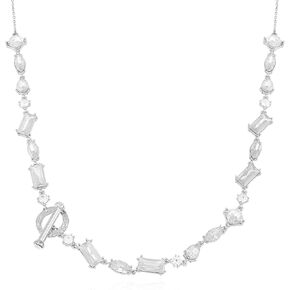 تخمين قلادة Silvertone Crystal y Lariat Necklace