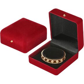 2 Pieces Velvet Bracelet Necklace Gift Box, Jewelry Bangle Holder Box, Bracelet Necklace Display Storage Case for Women Girl (Black)