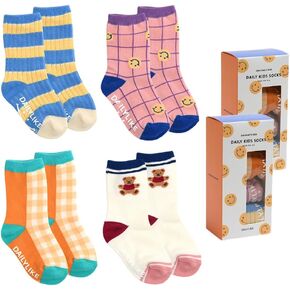Baby Boys Girls Non Slip Grip Ankle Socks with Anti Skid Grippers for Infants Toddlers Kids 4 Pairs