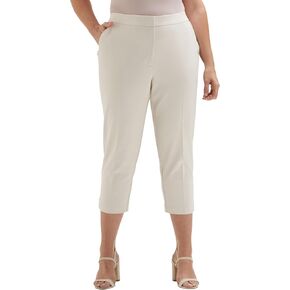 Rafaella Women's Plus Size Satin Twill Capri مع الحلقات ، حزام مرن ، نسيج امتداد ، تنحيف ، ملاءمة متعرج