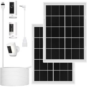 7W Solar Panel for Ring Camera,2Pack Solar Charger for Stick Up Cam, Stick Up Cam Pro, Spotlight Cam Plus/Pro with 10FT/3M Waterproof Long Cable and USB-C to Barrel Plug Adapter