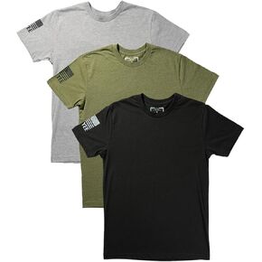 Yee Yee Apparel Essential T-Shirts for Men 3pk – Men’s T-Shirt Bundle with Crew Neck Plain Tees in Black, Grey, and Green
