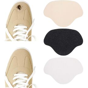 18pcs Shoe Hole Repair Patch, Self-Adhesive Inside Shoe Patches Kit for Holes, Heel Pads for Shoes Toe Burst Patch Insert, Heel Repair Kit for Sneakers, High Heels Shoes, Black, Beige, White