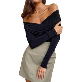 Rarityus Women's Off the Counder Long Sleeve Bodysuit مثير
