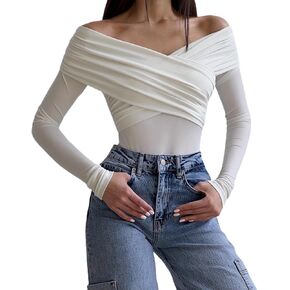 Rarityus Women's Off the Counder Long Sleeve Bodysuit مثير in Kuwait