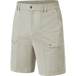 QPNGRP Men's Cargo Shorts 7" Inseam Casual Stretch Waist Twill Workout Golf Hiking Shorts with 6 Pockets