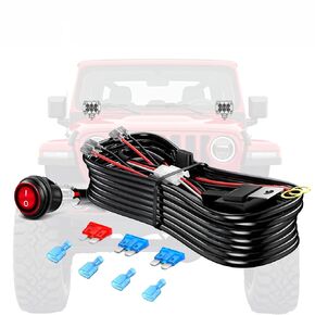 طقم تسخير الأسلاك الخفيفة - 14AWG 1 LEAD 300W DUTICH DUTICH 12V ON OFF OFF ROOTPROOT ROWN SWITCH FULAY RELAY FUSE FOR