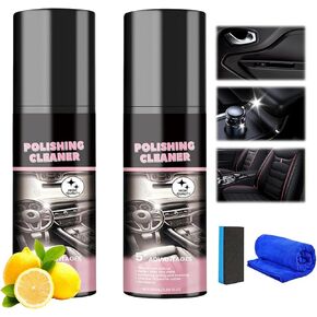 Car Interior Cleaner, Polishing Cleaner for Car Interior Detail, Vehicle Interior Polish, Car Detailing Kit Interior Cleaner for Car Interior Rubber, Leather (2)