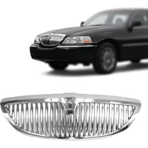 Perfit Liner Front Chrome Grille متوافقة مع سيارة Lincoln Town 2003-2011 باستثناء الإصدار المحدود تناسب FO1200403 6W1Z8200AA