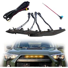 4-PCS LED Amber Lights for 2014-2023 Toyota 4Runner TRD Pro Grille, Including SR5, TRD Off-Road, Limited, TRD Pro, Venture, Trail with Fuse & Wire Harness (Smoke Shell/Amber Light) in Kuwait