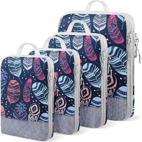 Compression Packing Cubes for Travel 4 Set Luggage Packing Organizer Bag Compressible Expandable Organizer Cubes For Carry On Luggage Suitcase Travel Essentials Accessories for Women Men