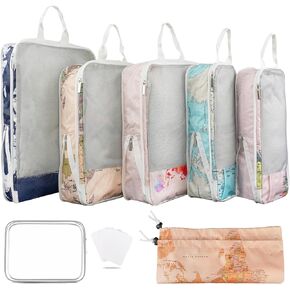 7 PCS Compression Compression Caping Cubs Travel for Forts ، وأكياس تخزين قابلة للغسل منظم الأمتعة المحددة لمكعبات التغليف على ظهر حقيبة تحمل على الظهر للاحتفالات والتخزين