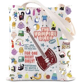 KUIYAI Adventure Cartoon Merchandise Tote Bag Marceline Guitar Gift Anime Marceline Concert Gift The Vampire Queen Canvas Bag