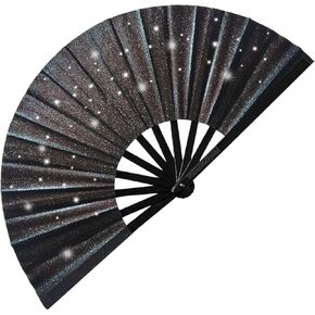Boots On The Ground Fan, Glitter Large Folding Hand Fan, Line Dance Popping Fan for Home Decoration, EDM, Performance, Dance, Wedding, Music Festival, Club, Party & Present