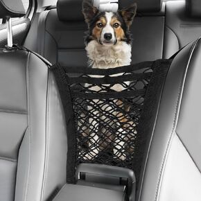 3-Layer Car Mesh Organizer, Kid Dog Pet Net Barrier Between Front Seats, Elastic Tissue Purse Holder Driver Storage Netting Pouch, Universal Stretchable Car Seat Mesh Bag