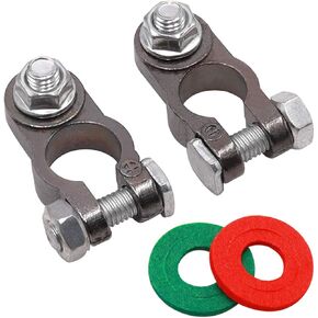 Tnisesm 1 Pair Battery Terminal Set Thickened Zinc Alloy with Anti-Corrosion Washers for Positive Negative Battery Terminals Connectors Clamps for Boat Yacht Camper Truck Car Vehicle DT-3