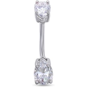 SAVEARTH DIAMONDS 2 Carat Pear Cut Lab Created Moissanite Diamond Belly Button Navel Rings Body Piercing Jewelry For Women In 14K Gold Over Sterling Silver (VVS1, 2.00 Cttw)