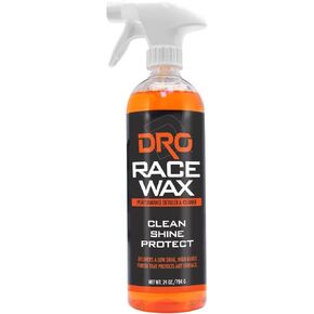 DRO Race Wax 24oz - Non Aerosol - Clean Shine Protect. Leaves a smooth, glossy finish that helps shed tire rubber, dirt and bugs