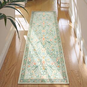 Morebes Boho Floral Birds 2x6 المطبخ السجاد عداء غير قابلة للغسل ، عداءات سجادة زهرة للممرات غير المنزلق ، السجاد الداخلي النباتي الناعم لغرفة غرفة نوم دخول ، غرفة مغسلة ، بيج