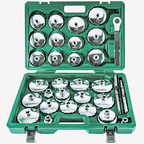 31PCS Oil Filter Wrench Set, Stainless Steel Oil Filter Cap Socket, 1/2" Drive 27mm 32mm 36mm 64mm-101mm Oil Filter Removal Tool, for VW, Ford, Chevrolet, Honda, Toyota, Nissan, Audi, BMW, etc
