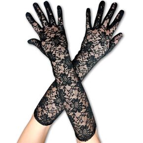 Women’s Elbow Length Stretch Lace Gloves – Elegant Lace Gloves for Special Occasions