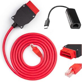 كابل ENET OBD2 لـ BMW F G I Series Coding ، ENET Cable RJ45 متوافق مع برنامج BMW E-SYS ICOM ISTA+ BOOTMOD3 BIMMERCODE ، كابل ENET 6.5 قدم يأتي مع محول USB-C