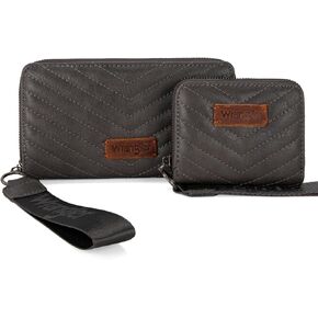 Montana West X Wrangler Black Womens Wallets Rfid Blocking Large and Small Wristlet Set Credit Cards Organizer Cash Cellphone