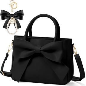 Abbylike Cute Purses for Women Leather Crossbody with Bow Charm Small Handbags with Adjustable Shoulder Strap