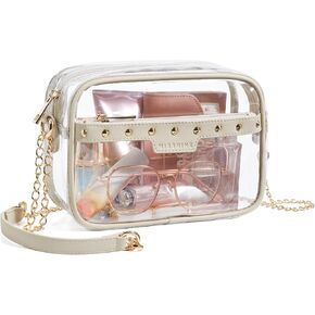 Missnine Clear Bag for Stadium Events Small Clear Crossbody Purse for Women PVC Stadium Approved for Concert Sports Festivals