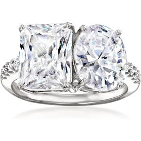 Ross-Simons 6.80 ct. t.w. CZ Toi Et Moi Ring in Sterling Silver