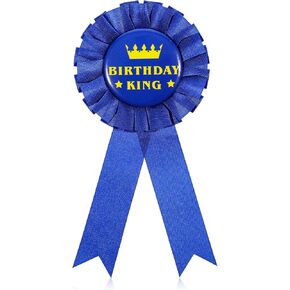 Happy Birthday Pins Badge, Birthday Pin for Boys, Blue Satin Fabric Brooch Buttons for Party Decorations