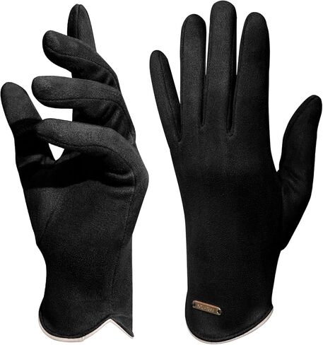 Winter Gloves for Women: Touchscreen Fashion Slim Cut Suede Warm Gloves with Thermal Crystal Velvet Lined for Travel in Kuwait