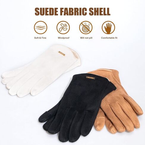 Winter Gloves for Women: Touchscreen Fashion Slim Cut Suede Warm Gloves with Thermal Crystal Velvet Lined for Travel in Kuwait