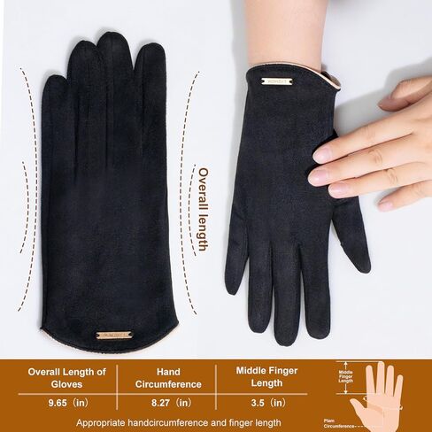 Winter Gloves for Women: Touchscreen Fashion Slim Cut Suede Warm Gloves with Thermal Crystal Velvet Lined for Travel in Kuwait