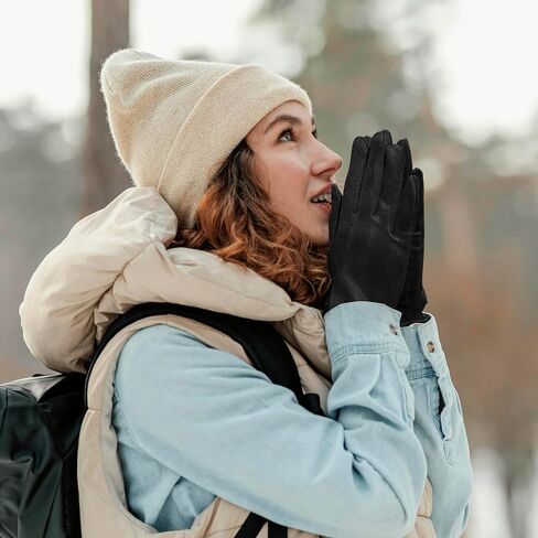 Winter Gloves for Women: Touchscreen Fashion Slim Cut Suede Warm Gloves with Thermal Crystal Velvet Lined for Travel in Kuwait