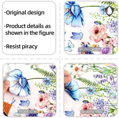 Summer Flower Window Clings Spring Double-Sided Blue Purple Wildflower Window Stickers Garden Watercolor Floral Butterfly Grass Decals Sticker Home Decor (11.8 * 23.6inch) in Saudi Arabia