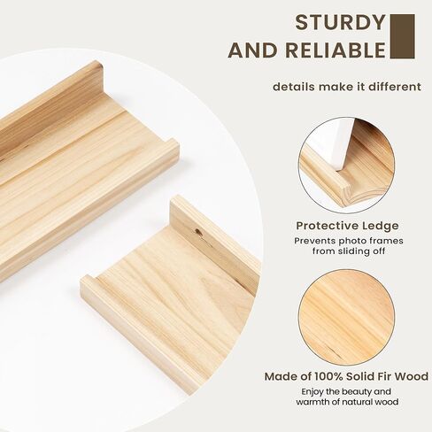 Floating Shelves For Wall, Picture Ledge Shelf 24 Inch Solid Wood Set of 2, Rustic Wall Shelves with Lip, Kids Bookshelf, Photo & Picture Live Edge Floating Shelves for Bedroom, Living Room, Kitchen in Kuwait
