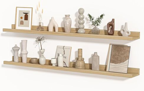 Floating Shelves For Wall, Picture Ledge Shelf 24 Inch Solid Wood Set of 2, Rustic Wall Shelves with Lip, Kids Bookshelf, Photo & Picture Live Edge Floating Shelves for Bedroom, Living Room, Kitchen in Kuwait