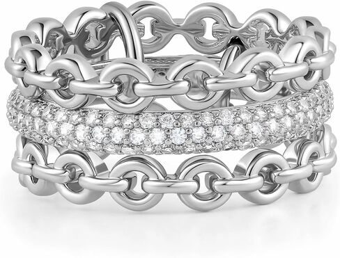 Stackable Rings for Women Gold Plated Statement Rings Womens Chunky Band Thumb Rings Pave CZ Ring Set in Saudi Arabia